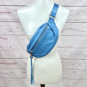 Aimee Kestenberg Milan Ice Blue Pebbled Lambskin Leather Bum Belt Bag